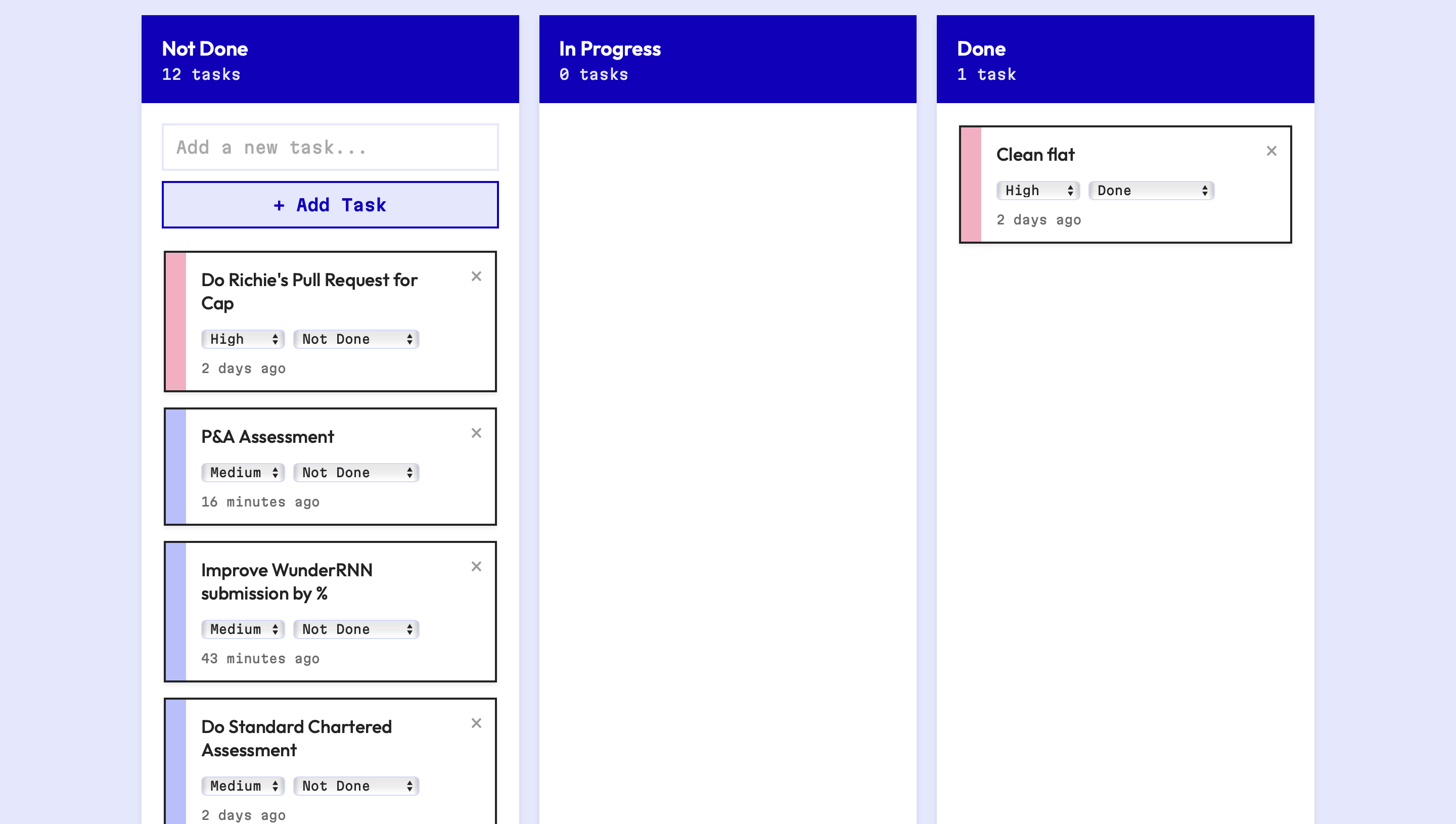 Screenshot of Marc's Kanban Board Tool